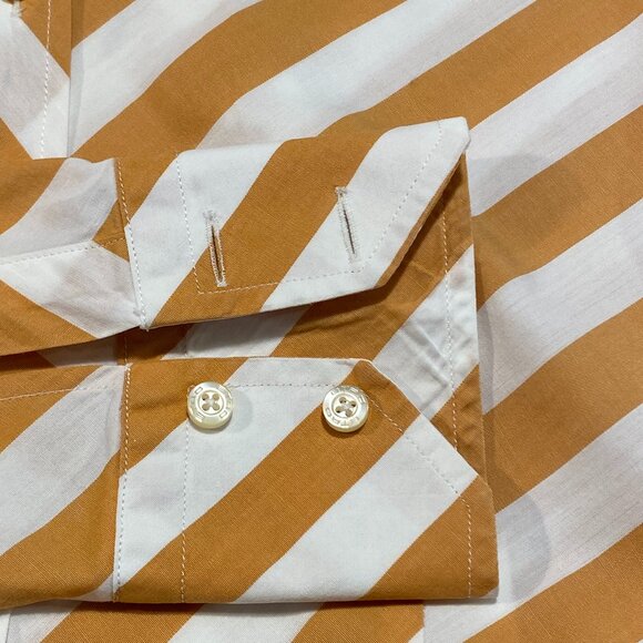 Etro BOLD STRIPE - Butterscotch Gold & White Long Sleeve Button Down - Picture 7 of 13